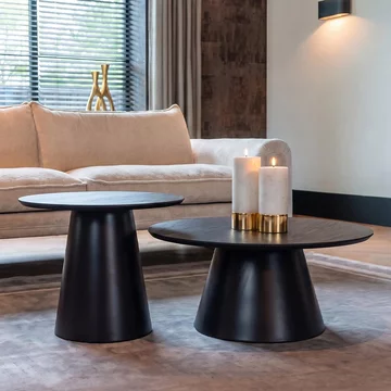 Jazz black 2 tier round coffee tables