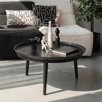 Coffee table - round - matt black - aluminum