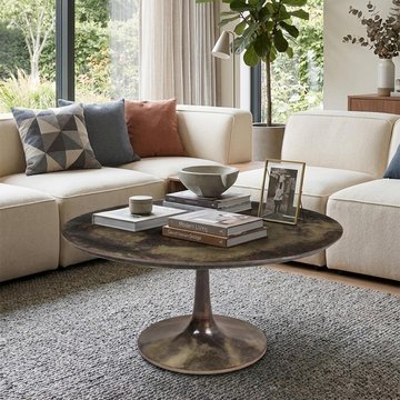 Cairo coffee table - round - antique brass - metal