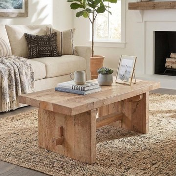 Cuvio coffee table - rustic natural - solid wood