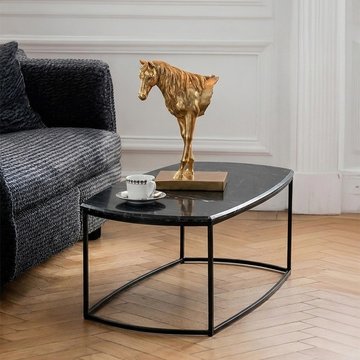 Magra coffee table - oval - black - marble and metal