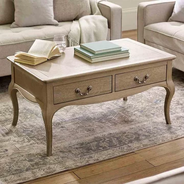 Camille coffee table - 2 drawer - french style - natural - limed oak
