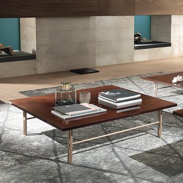 Bellagio coffee table - high gloss walnut - wooden and metal