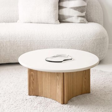 Motril coffee table - round - white and natural