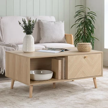 Herringford oak coffee table - 1 drawer - chevron