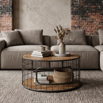 Amereli coffee table - 90cm - round - industrial style wooden