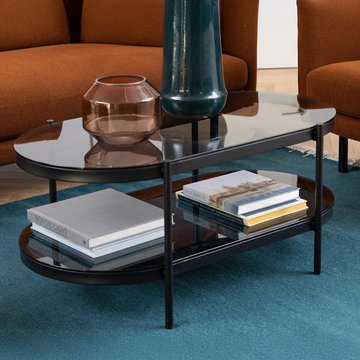 Bayonne coffee table - oval - smoked glass