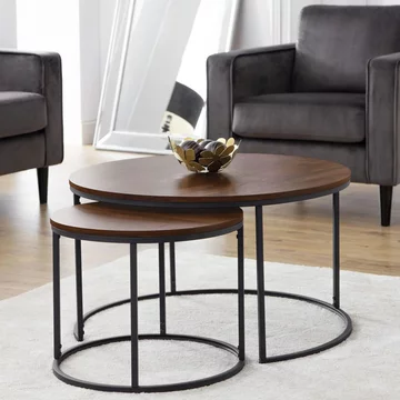 Bellini nest of coffee tables - set of 2 - round - walnut