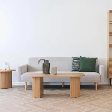 Boavista coffee table - oval - fluted - natural wood