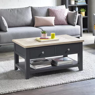 Bordeaux coffee table - 2 drawer - grey