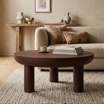 Brix niko coffee table - round - rust - metal