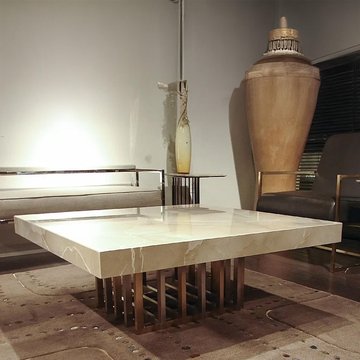 Cage occasional table - marble with metal base - variation available