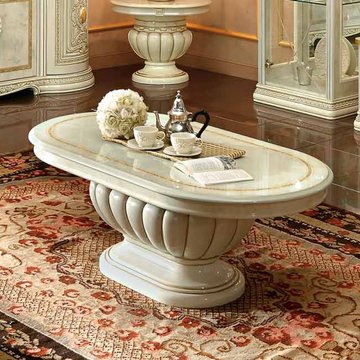 Leonardo italian coffee table - ivory gloss and gold