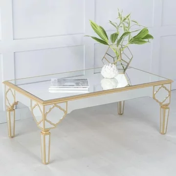 Clearance - casablanca coffee table - mirrored - gold trim