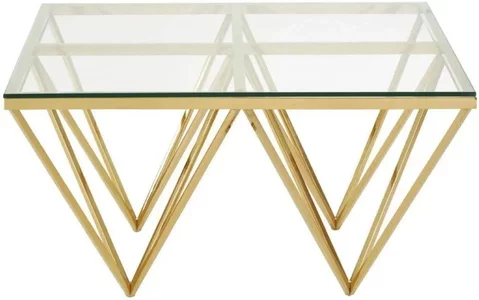 Clearance - allure coffee table - glass - gold spike base - fss15735