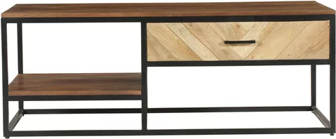 Clearance - rennes coffee table - 1 drawer - rustic mango wood - chevron
