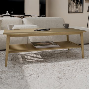 Scandic coffee table - large - with shelf - danish oak