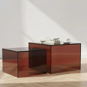 Dice coffee table - brown glass - square - set of 2