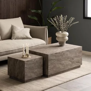 Dice coffee table - grey marble effect - set of 2