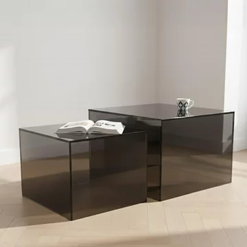 Dice coffee table - smoked glass - square - set of 2