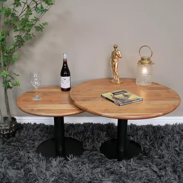 Coffee table - round - mango wood - set of 2