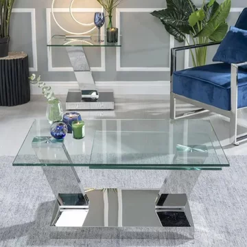 Clearance - fusion coffee table - swivel - glass top