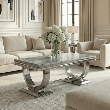 Glacier coffee table - grey marble & chrome