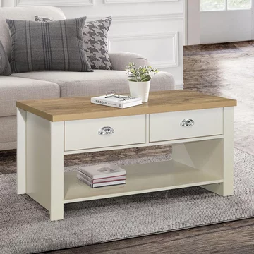 Highgate coffee table - 2 drawer - cream painted