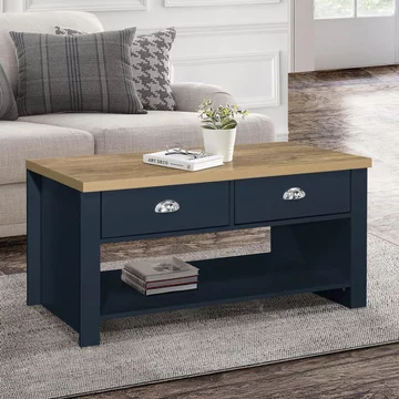 Highgate coffee table - 2 drawer - navy blue painted