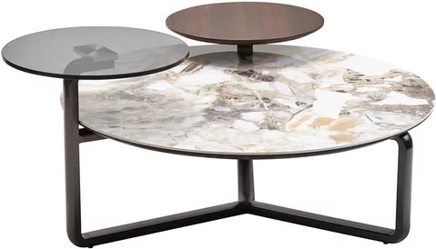 Imperia coffee table - 3 tier - round - grey ceramic
