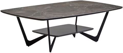 Imperia coffee table - grey ceramic - with shelf