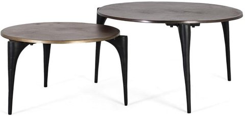 Kaboni coffee table - bronze and gold metal - round - set of 2