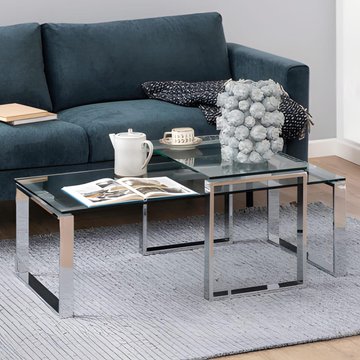 Katrine coffee table - clear glass - set of 2