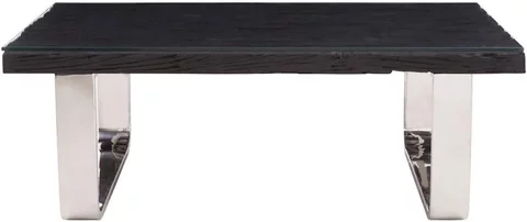 Kerala coffee table - black glass with silver base