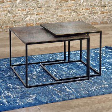 Kingalamila coffee table - grey metal - set of 2