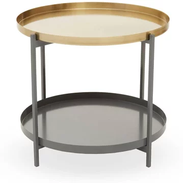 Korba coffee table - round - grey and gold metal
