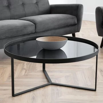 Loft coffee table - 90cm - round - smoked glass top