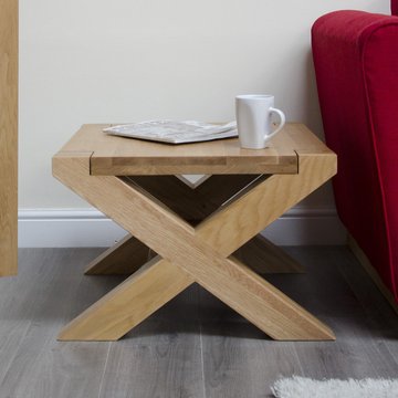 Trend coffee table - square - with x legs - oak
