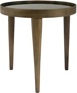 Reese coffee table - black smoked glass and antique bronze - small - round