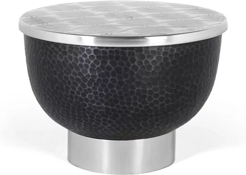 Palermo grey metal - round large storage coffee table