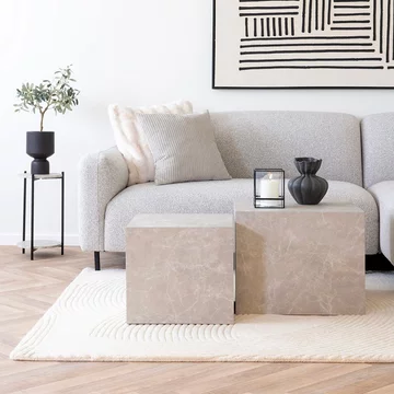 Prague coffee table - set of 2 - beige marble effect