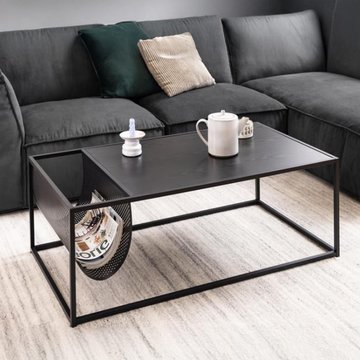 Seaford coffee table - black melamine and metal