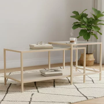 Seaford coffee table - clear glass and grey metal