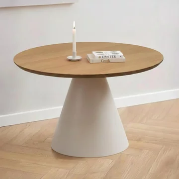 Soli coffee table - round - oak and grey metal - small