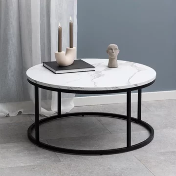 Spiro coffee table - round - white marble effect