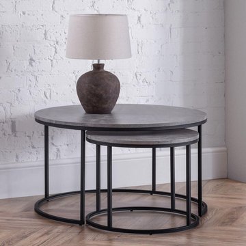Staten nest of coffee tables - set of 2 - round - concrete
