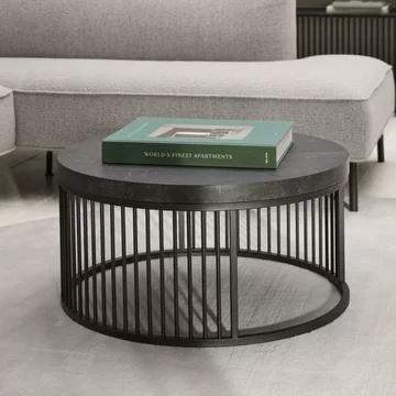 Strington coffee table - round - black marble effect