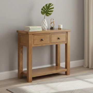 Original console table - 2 drawer - rustic oak