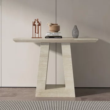 Milan console table - travertine beige marble