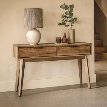 Sorrento console table - 2 drawer - chevron - elm wood